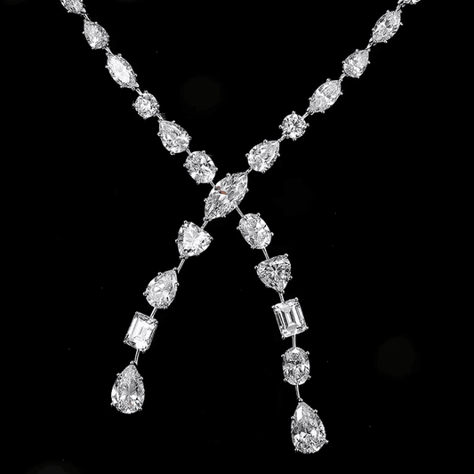 Red Carpet, Mixed Stone Lariat Necklace - MargalitRings
