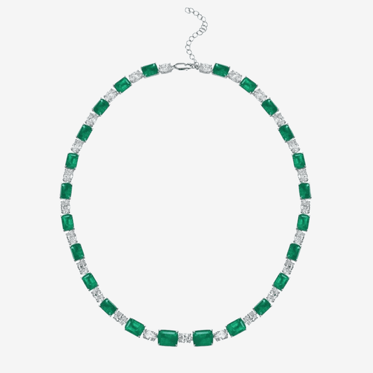 Red Ruby & Diamond Riviere Necklace - MargalitRings