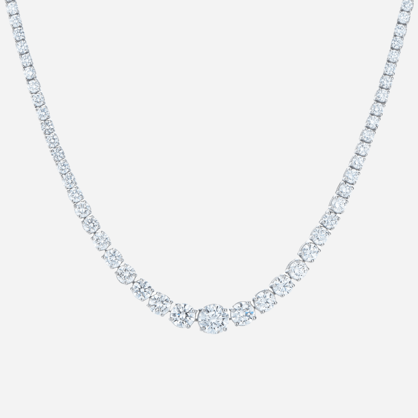 Riviera Line Necklace with Graduated Moissanite - MargalitRings