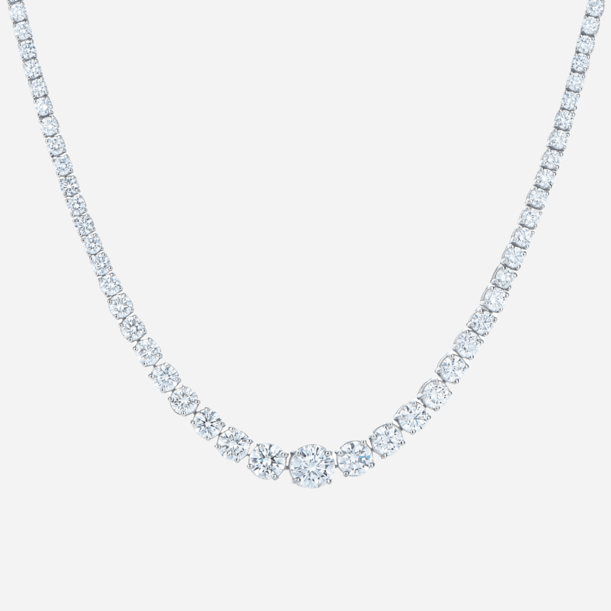 Riviera Line Necklace with Graduated Moissanite - MargalitRings