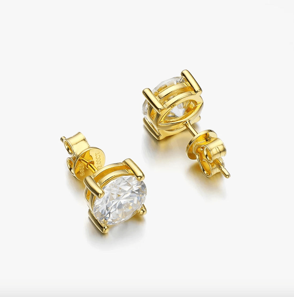 Round, 2 Carat, Sterling Silver, Bridal Studs - MargalitRings
