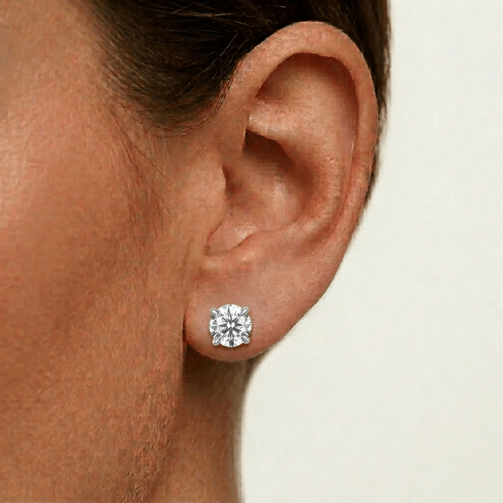 Round 2 Carat, Yellow Gold Bridal Wedding Day Studs - MargalitRings
