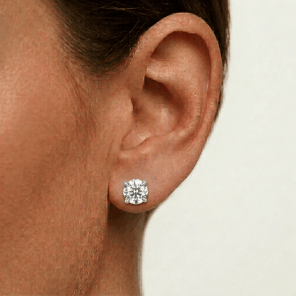Round 2 Carat, Yellow Gold Bridal Wedding Day Studs - MargalitRings