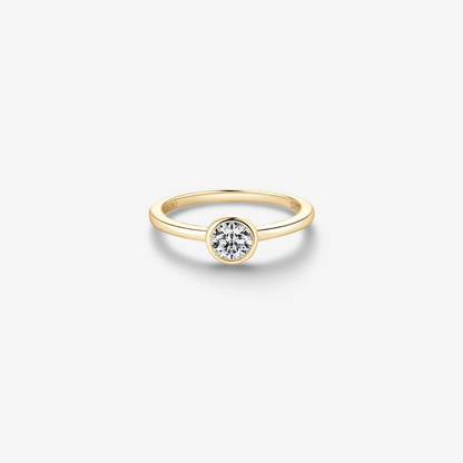 Round, Bezel Set, Engagement Ring, 0.5 Carats, Yellow Gold - MargalitRings