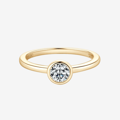 Round, Bezel Set, Engagement Ring, 0.5 Carats, Yellow Gold - MargalitRings