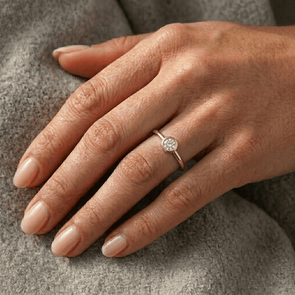 Round, Bezel Set, Engagement Ring, 0.5 Carats, Yellow Gold - MargalitRings