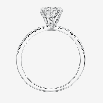 Round Cut Engagement Ring, 1 Carat, Sterling Silver - MargalitRings