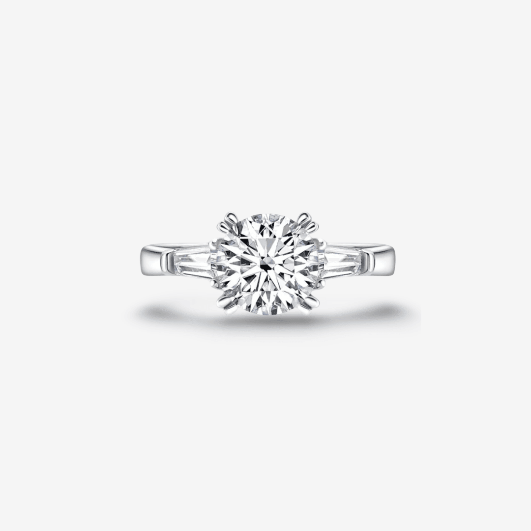 Round Cut Engagement Ring, 2 Carats, Three Stone Ring - MargalitRings