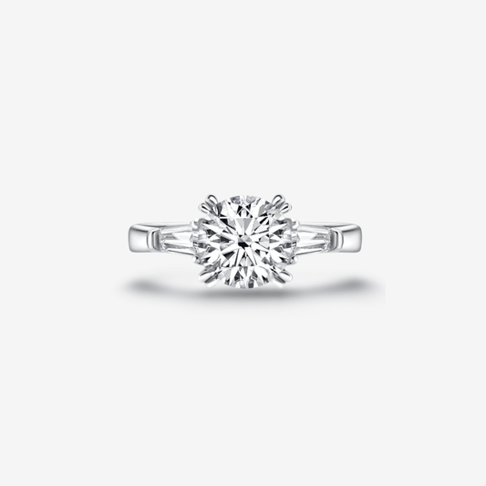 Round Cut Engagement Ring, 2 Carats, Three Stone Ring - MargalitRings