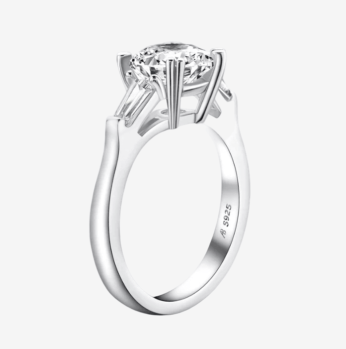 Round Cut Engagement Ring, 2 Carats, Three Stone Ring - MargalitRings