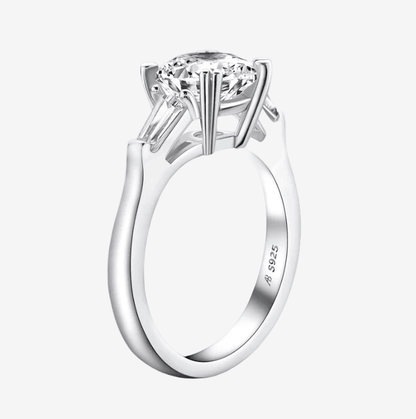Round Cut Engagement Ring, 2 Carats, Three Stone Ring - MargalitRings