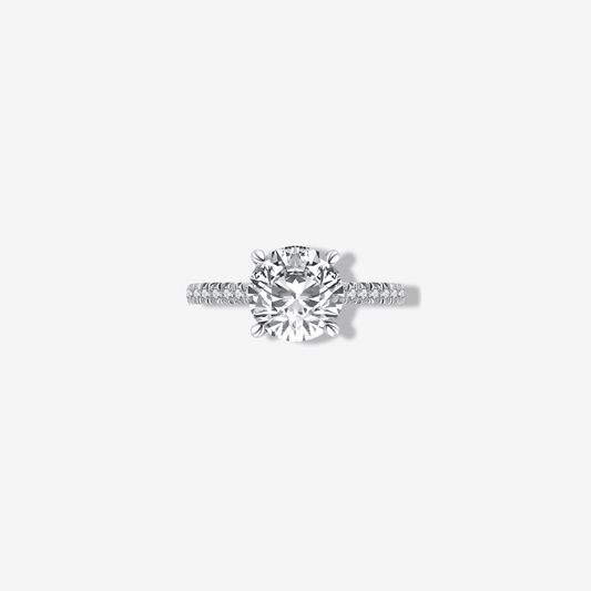 Round Cut Engagement Ring, 3 Carats, Sterling Silver - MargalitRings