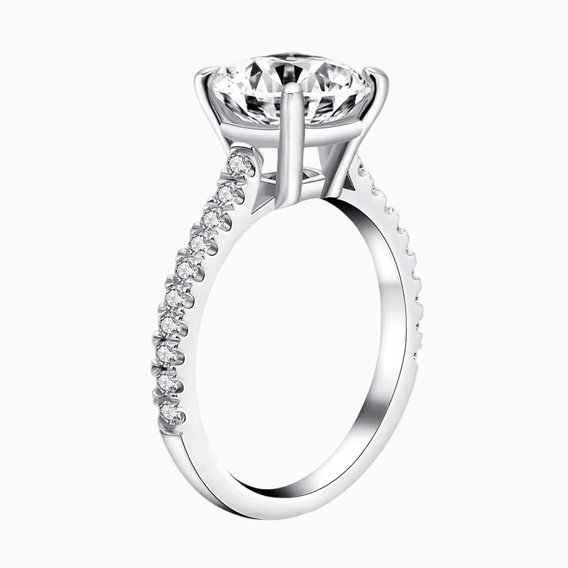 Round Cut Engagement Ring, 3 Carats, Sterling Silver - MargalitRings