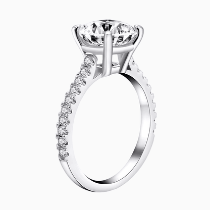 Round Cut Engagement Ring, 3 Carats, Sterling Silver - MargalitRings