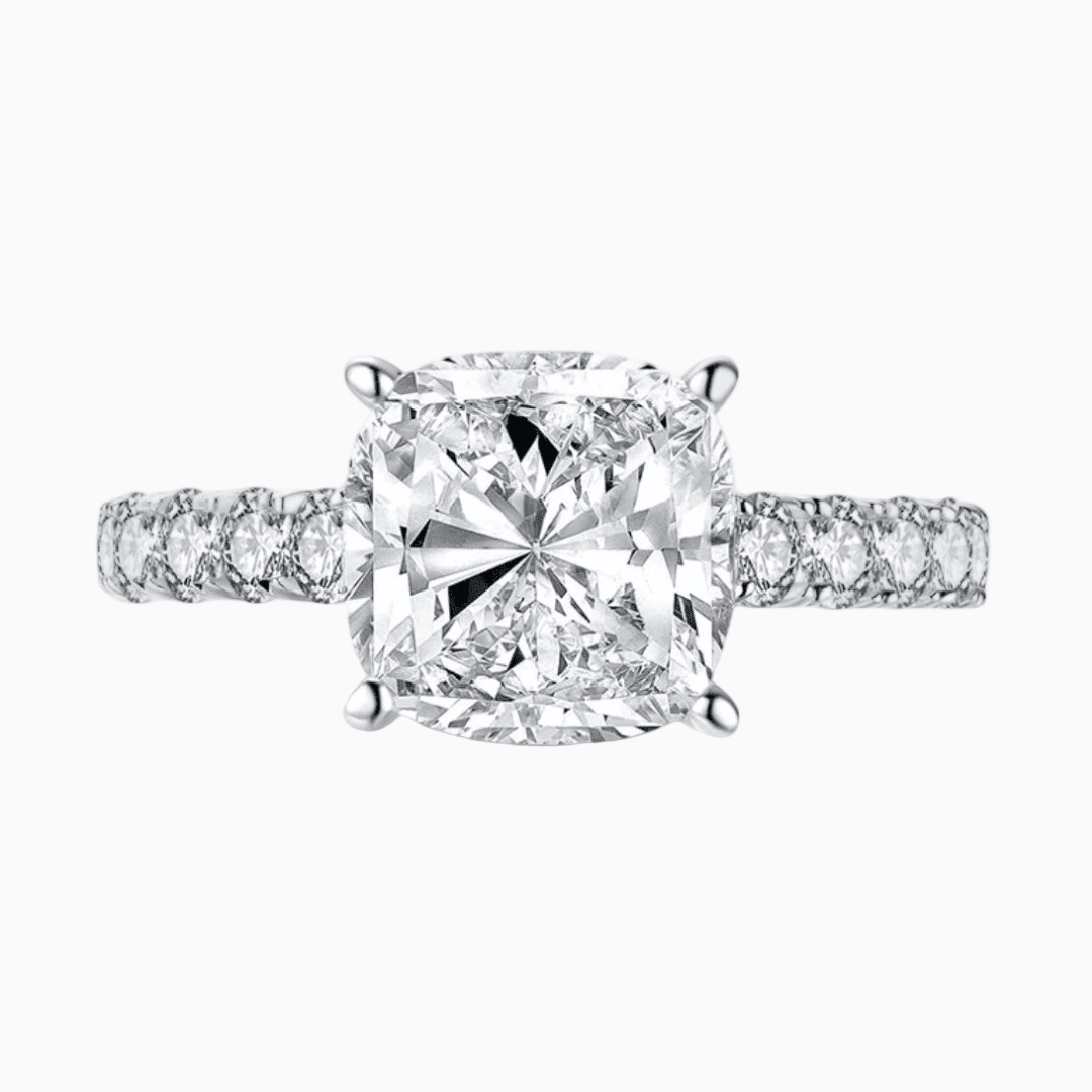 Round Cut Engagement Ring, 3 Carats, Sterling Silver - MargalitRings