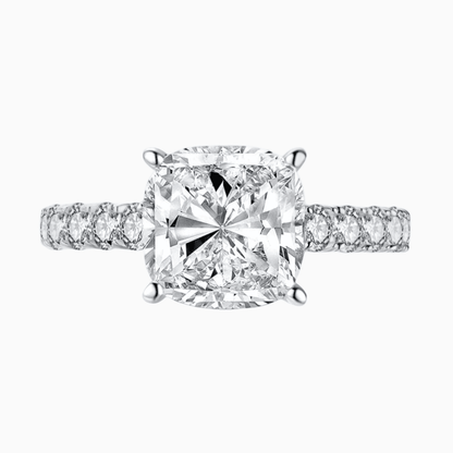 Round Cut Engagement Ring, 3 Carats, Sterling Silver - MargalitRings