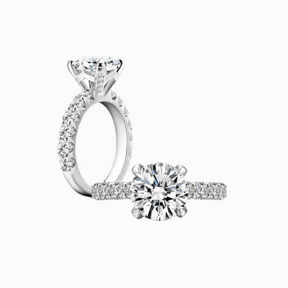 Round Cut Engagement Ring, 3 Carats, Sterling Silver - MargalitRings