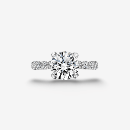 Round Cut Engagement Ring, 3 Carats, Sterling Silver - MargalitRings