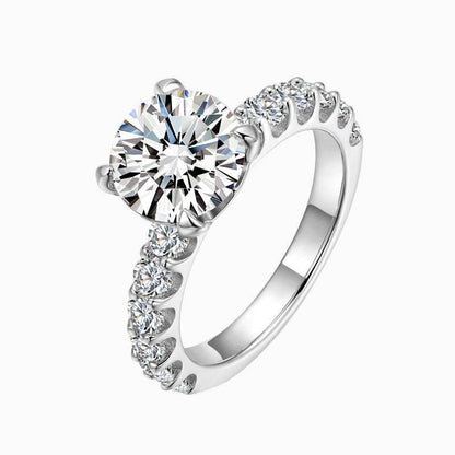 Round Cut Engagement Ring, 3 Carats, Sterling Silver - MargalitRings