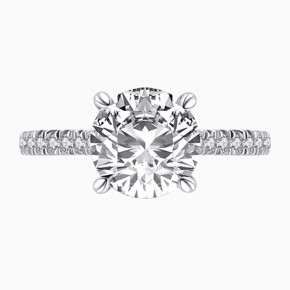 Round Cut Engagement Ring, 3 Carats, Sterling Silver - MargalitRings