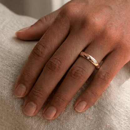 Scattered Inlay Wedding Band, Sterling Silver - MargalitRings