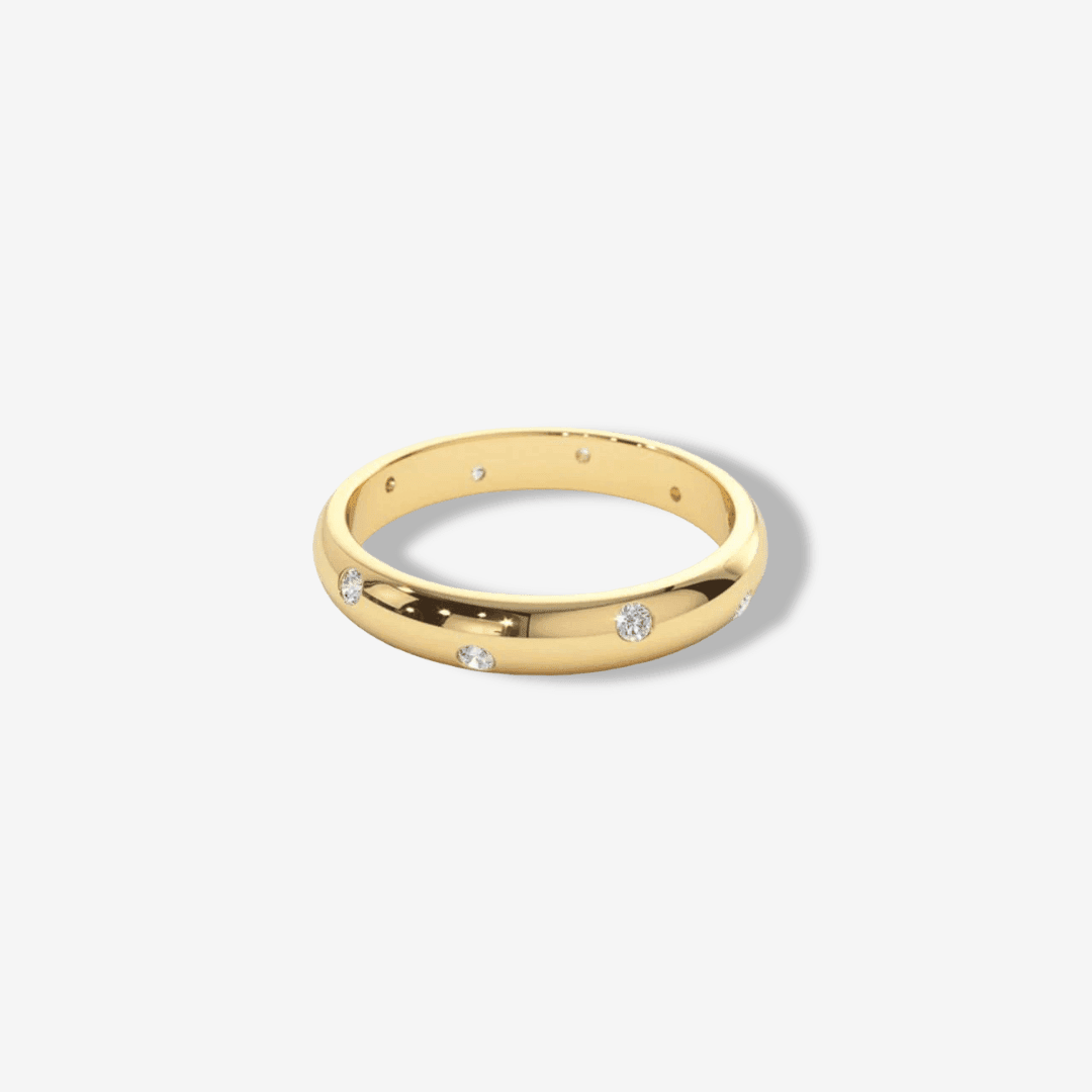 Scattered Inlay Wedding Band, Yellow Gold - MargalitRings