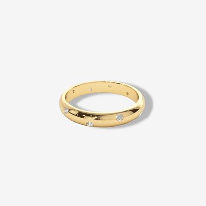 Scattered Inlay Wedding Band, Yellow Gold - MargalitRings