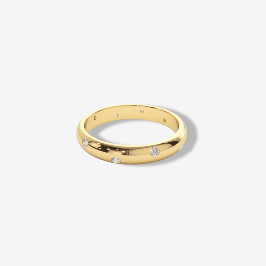 Scattered Inlay Wedding Band, Yellow Gold - MargalitRings