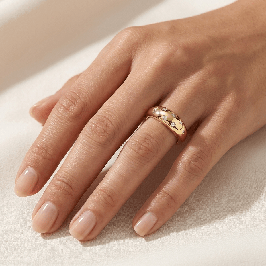 Scattered Star Inlay Ring, Sterling Silver - MargalitRings