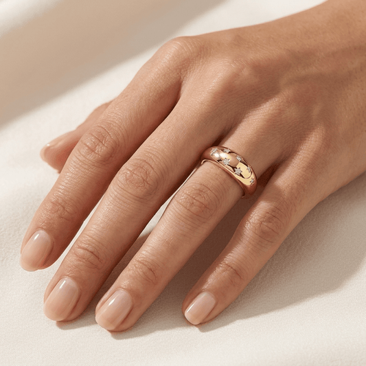 Scattered Star Inlay Ring, Sterling Silver - MargalitRings