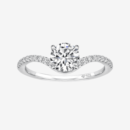Solitaire, Pave Band Engagement Ring, 3 Carat, Sterling Silver - MargalitRings