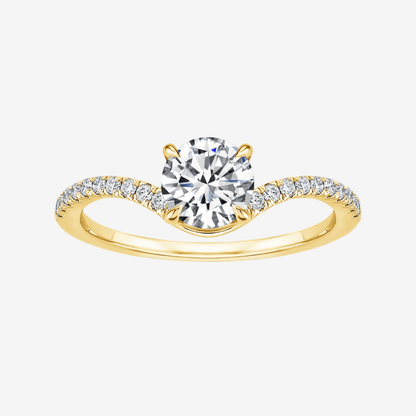 Solitaire, Pave Band Engagement Ring, 3 Carat, Sterling Silver - MargalitRings