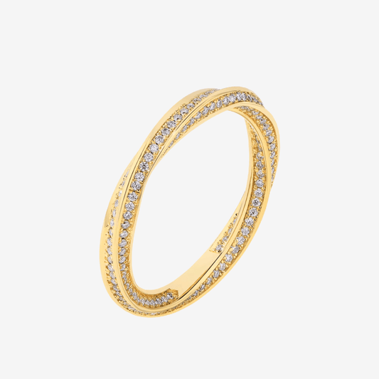 Twisted Pave Wedding Band, Gold - MargalitRings