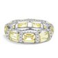 citrine yellow Coloured diamond & Micro Pave Emerald Cut Eternity band by Margalit Rings