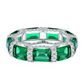 emerald green Coloured diamond & Micro Pave Emerald Cut Eternity band by Margalit Rings