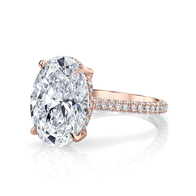 Hailey Bieber 5 Ct Rose Gold Oval Shape Engagement Ring 5 Carats Brilliant  Cut Micro Pave - Margalit Rings – Margalitrings