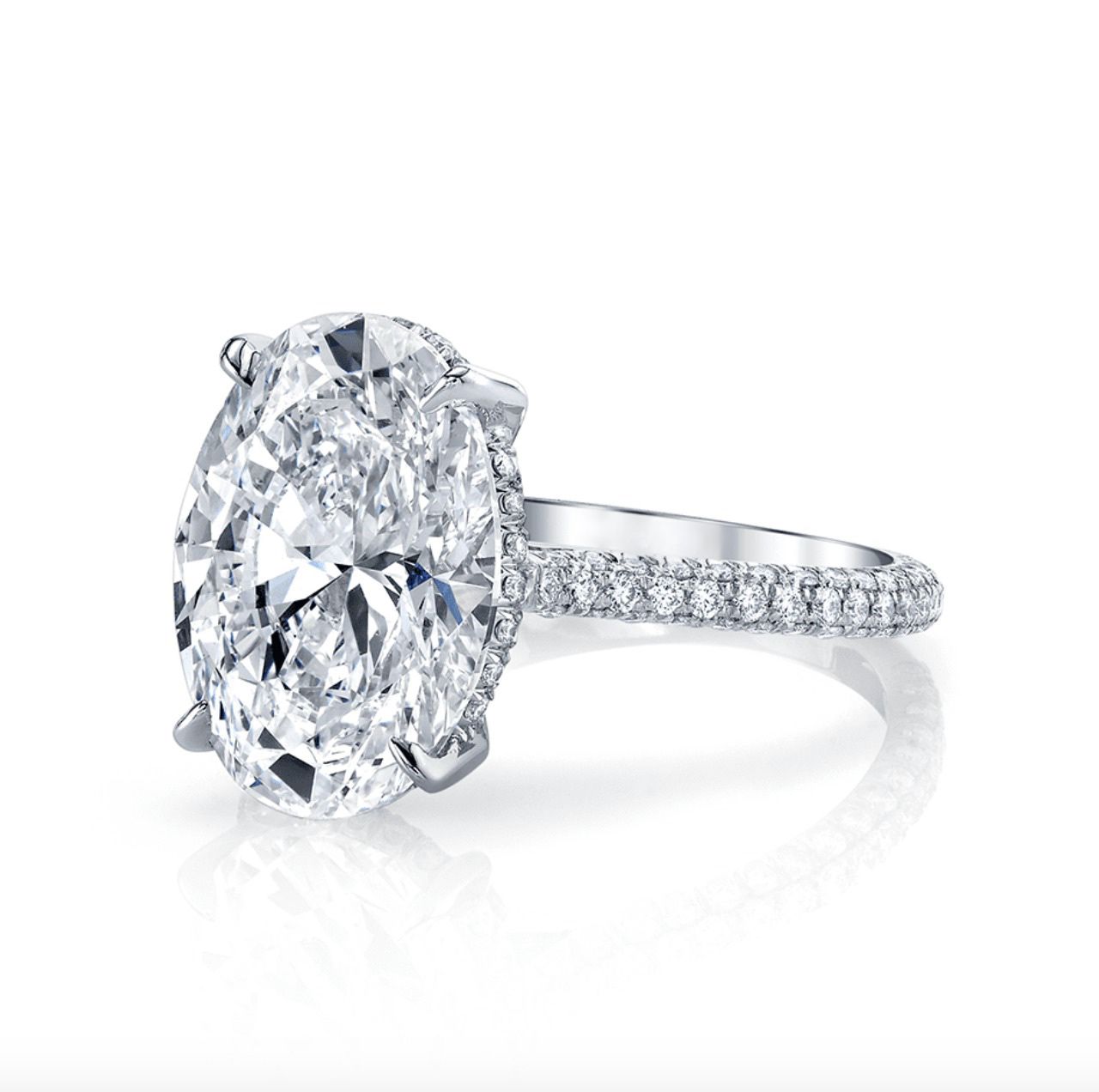 Micro pave cushion cut engagement clearance ring