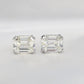 Our timeless, Emerald cut, sterling silver studs weighing 3 carats each, 8mm x 10mm stones. Our beautiful earrings are an elegant option for bridal jewellery or a special anniversary gift! Boxed and ready to go, these diamond earrings enhance any outfit front view by Margalit Rings